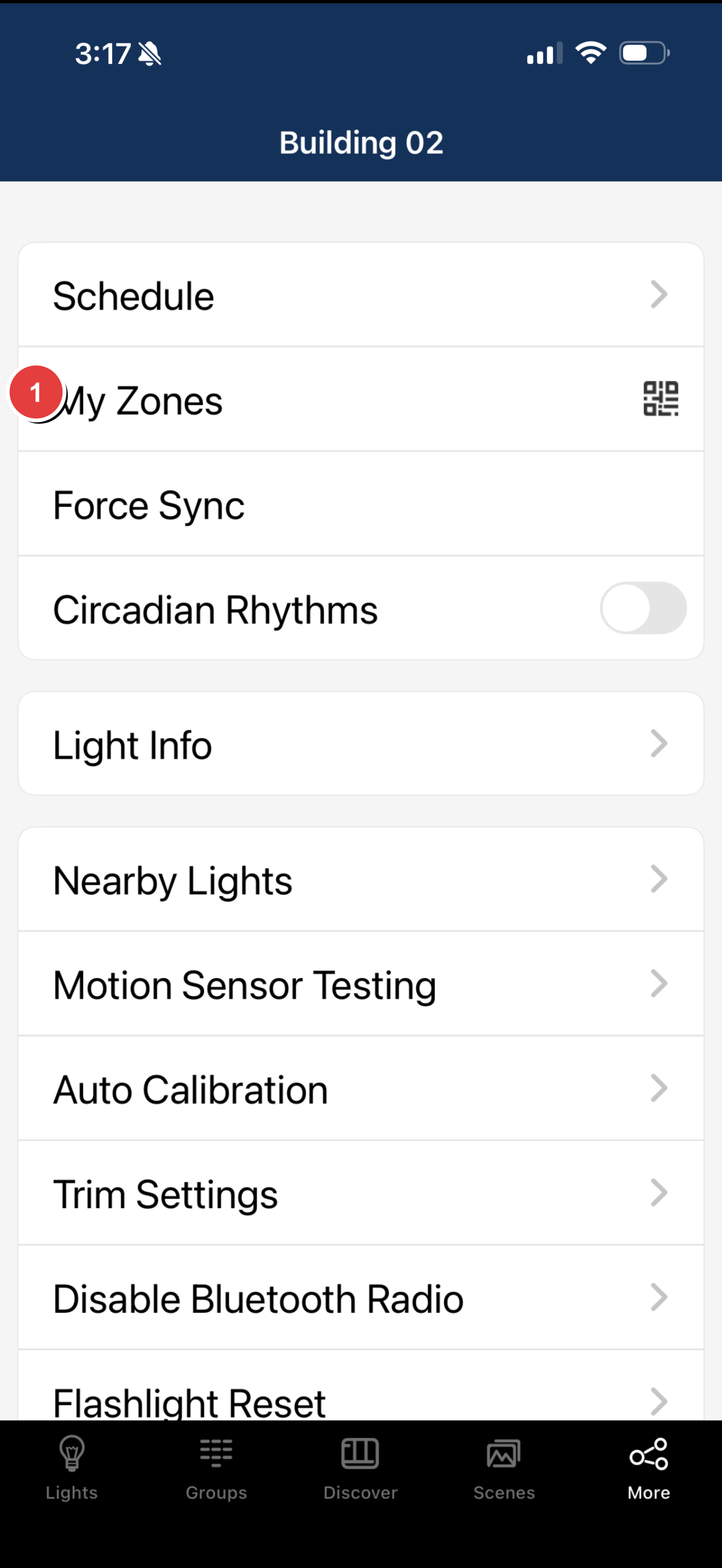Step 1: Navigate to More tab, select My Zones