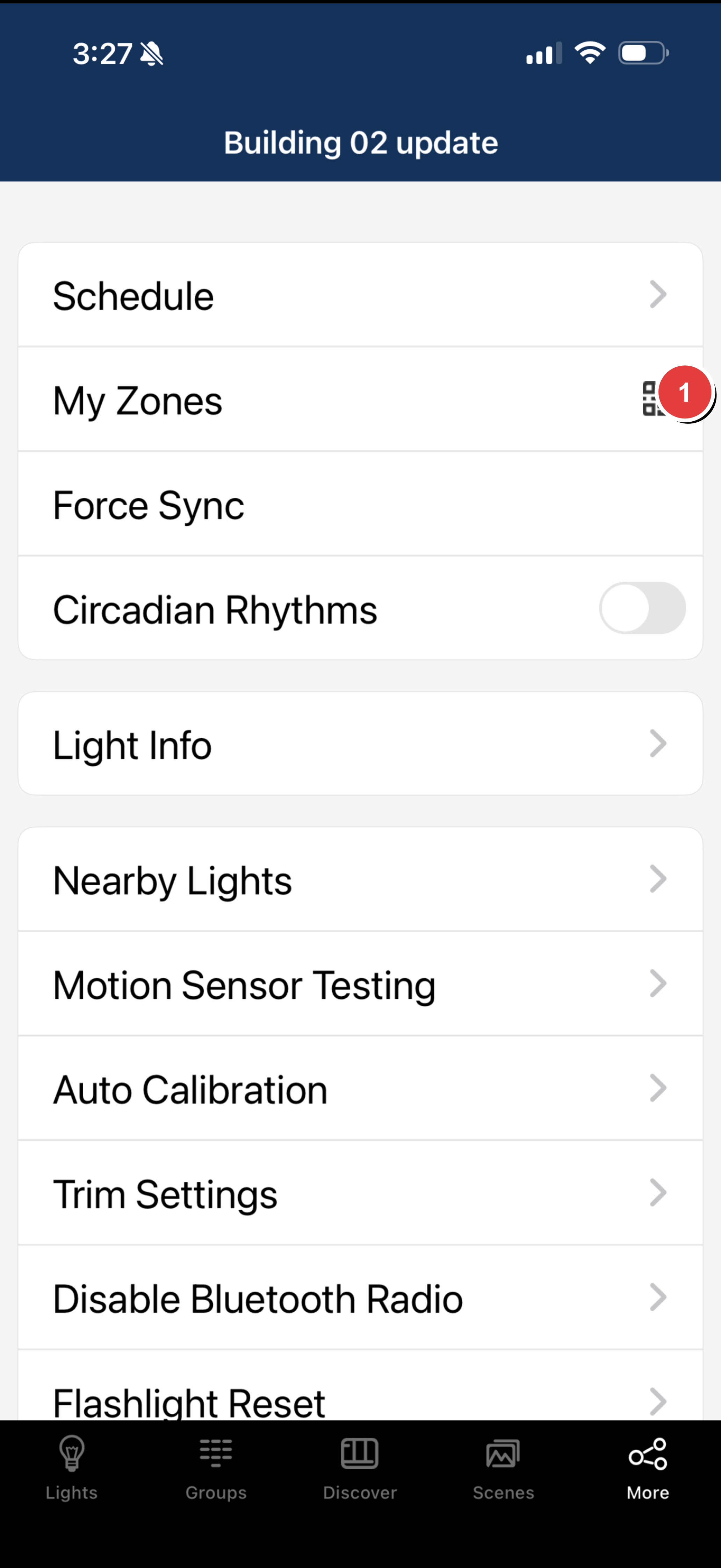 Step 1: Navigate to More tab, select My Zones